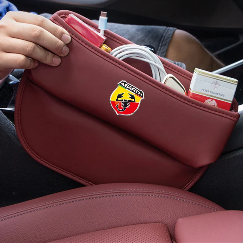 자동차 슬릿 박스 오거나이저 PU 가죽 카시트 틈새 갭 보관 가방, 피아트 Abarth 595 Abarth 500 Abarth 124 스파이더용