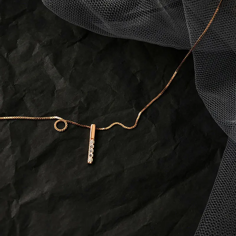 Collana con zircone cubico geometrico a strisce semplici collana con ciondolo a catena clavicola Color oro argento per donna ragazza