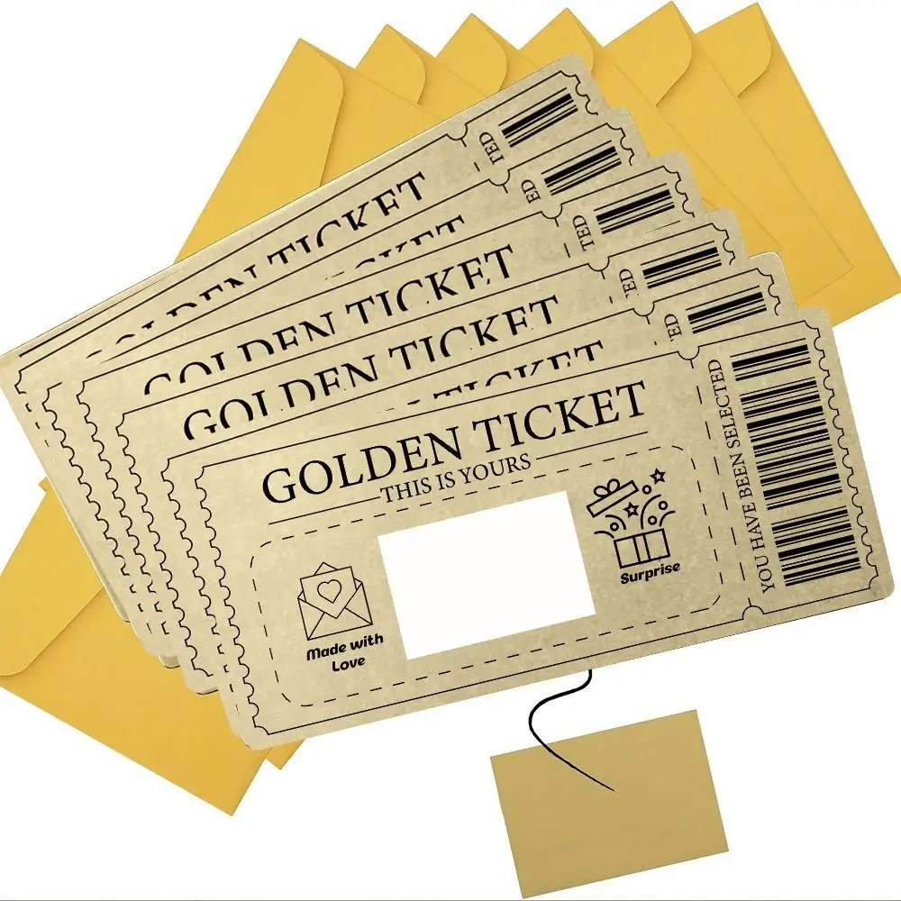 Scratch Off Ticket Golden Ticket Scratch-off Card Surprise with Envelope Scratch-off Card Party Favor Raffle Gift Concert Ticket
