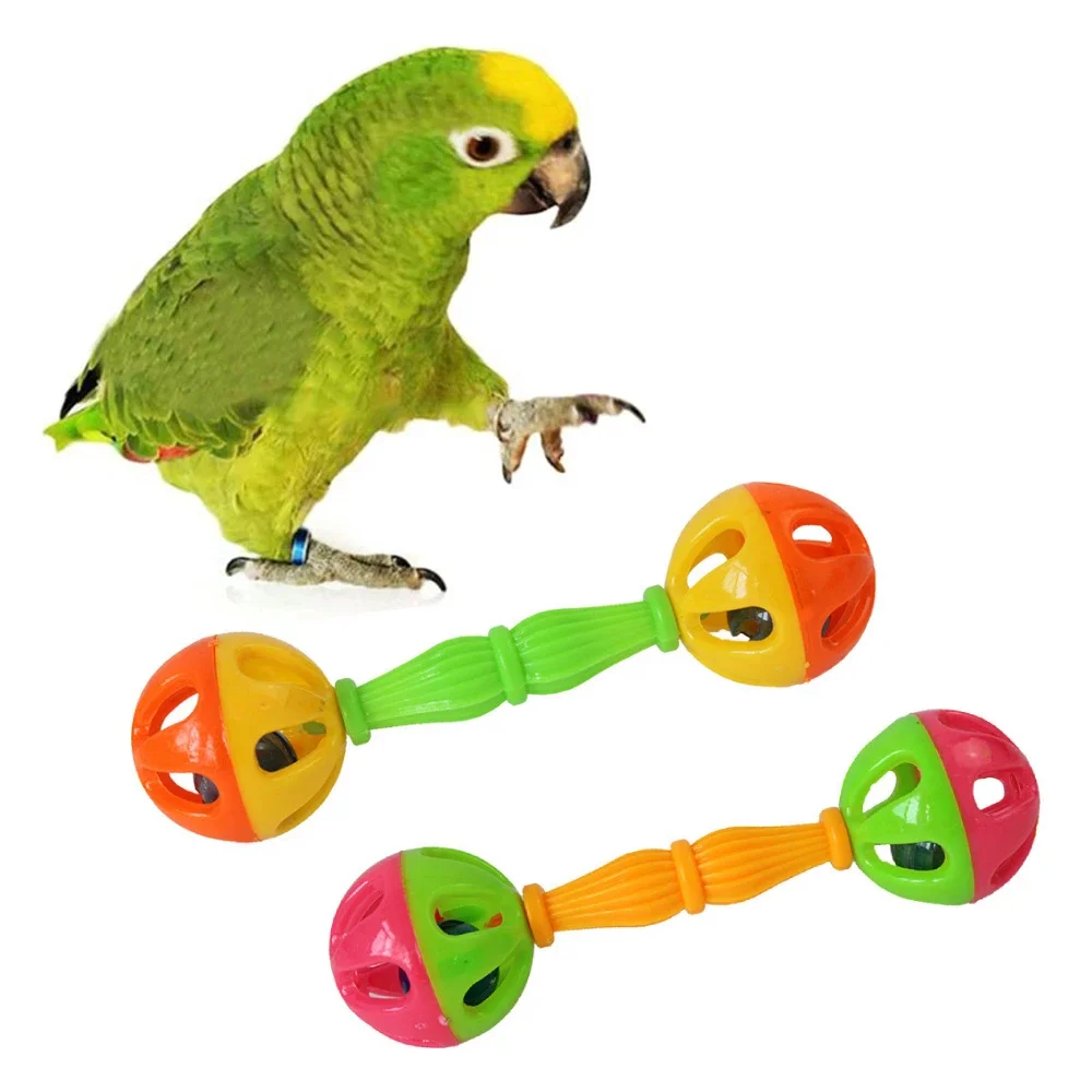 Parrot Toy Creative Rattle Bite Resistant Bird Bite Double-head Bell Ball Training Toys Small Hand Bell parrot toy,bird toy