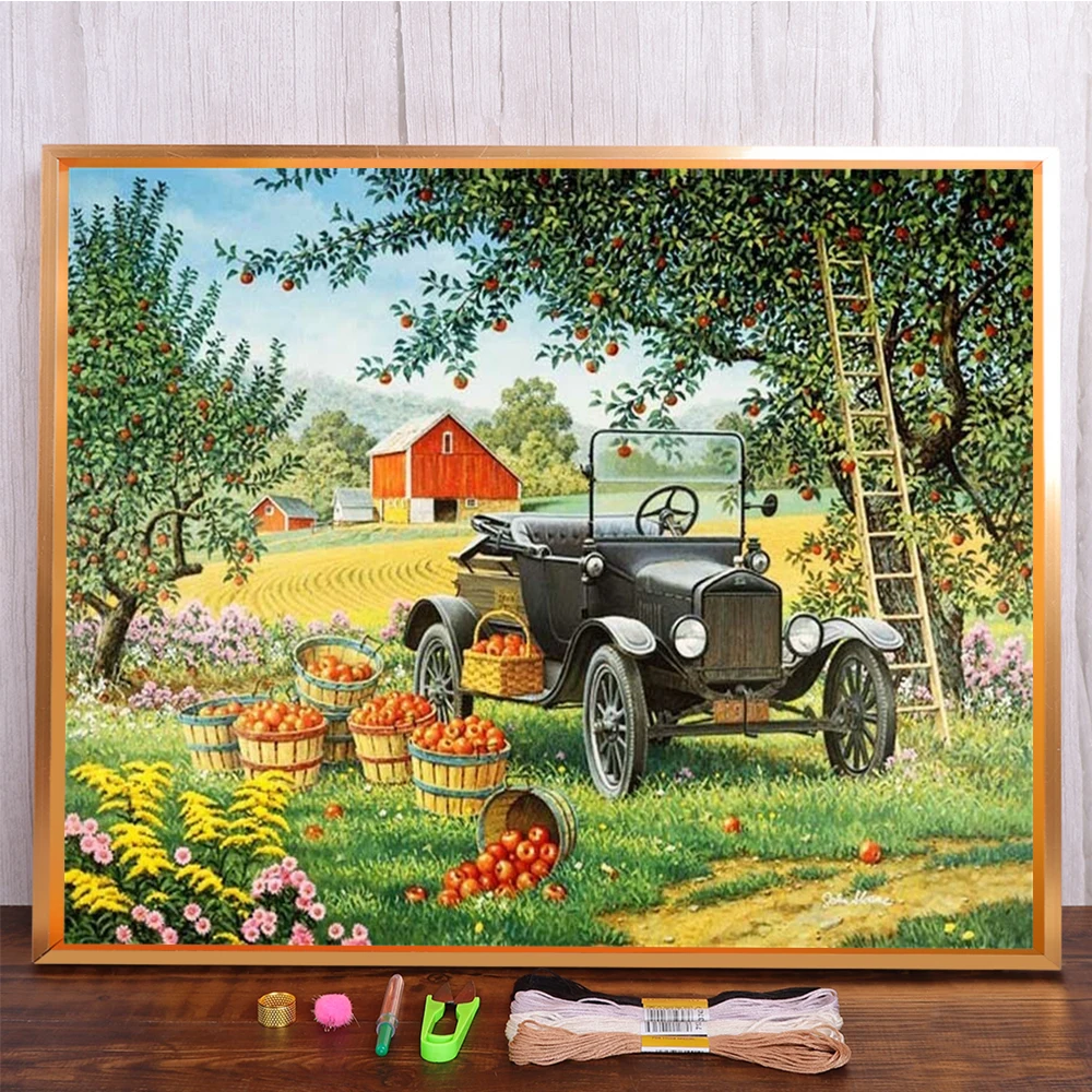 Land Lifestyle Gedruckt 11CT Kreuzstich DIY Stickerei Komplettset Nähen Malerei Stricken Handgemachte Zahnseide Für Erwachsene Geschenk – Detail 17