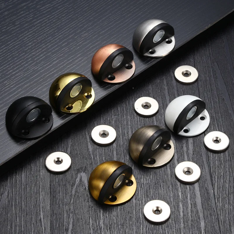 Punch-free Stainless Steel Magnetic Door Stopper Door Touch Magnetic Suction Rubber Semicircle Anti-collision Stop door stopper magnetic door stopper