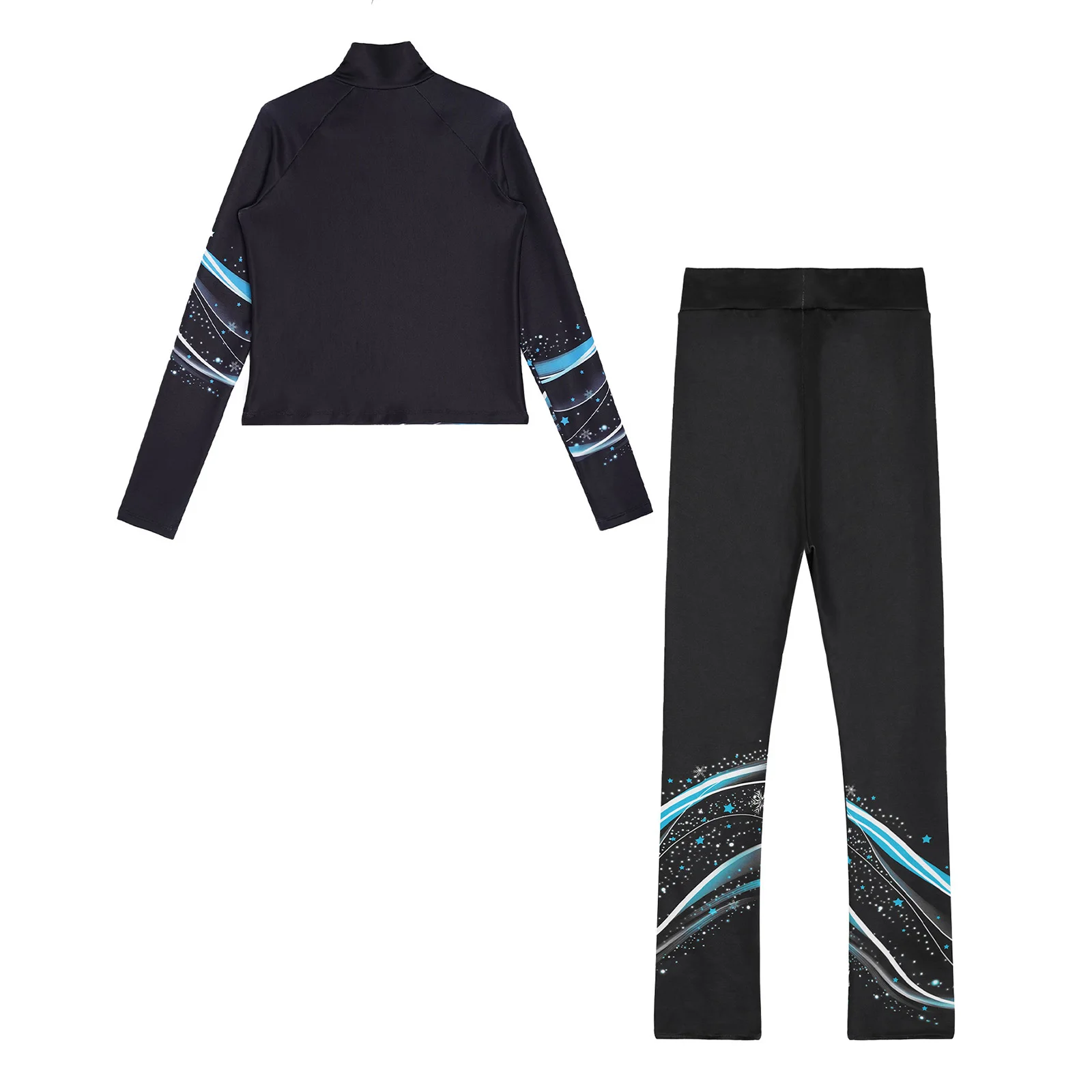 Kinder Mädchen Fleece Eiskunstlauf Sweatshirt Jacke mit Leggings Hosen Set für Gymnastik Tanz Praxis Yoga Workout Training – Detail 28