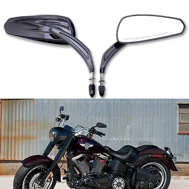 Specchietti retrovisori cromati/neri per moto Harley Davidson Softail  Standard FXST Glide Electra Road Custom Dyna Touring - AliExpress