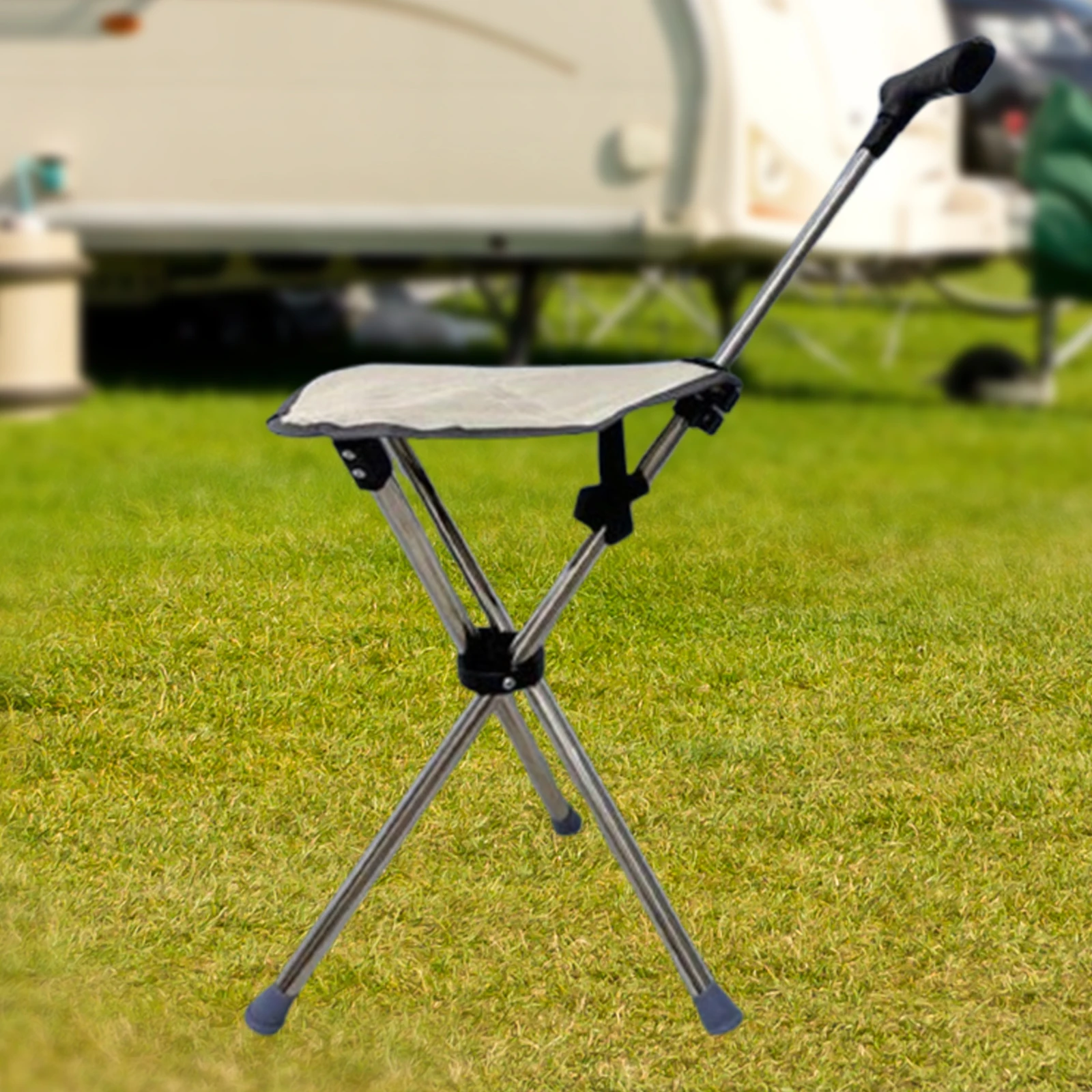 Folding Cane Seat 3 Legs Walking Cane with Triangular Handle Stool High Load Capacity Easy Carry for Elderly Support Stool