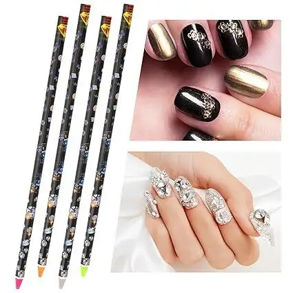 Nail Art Tools 5Pcs Diamond Painting Pen Nail Rhinestone Picker Pencil Set Self-Adhesive Resin Nail Dotting Wax Pen Crystal Gem Pick up Tool
