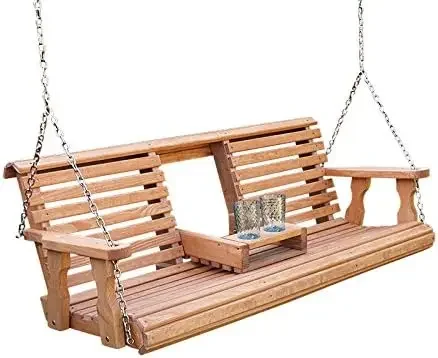 

Amish Heavy Duty 800 Lb Rollback Console Treated Porch Swing with Hanging Chains