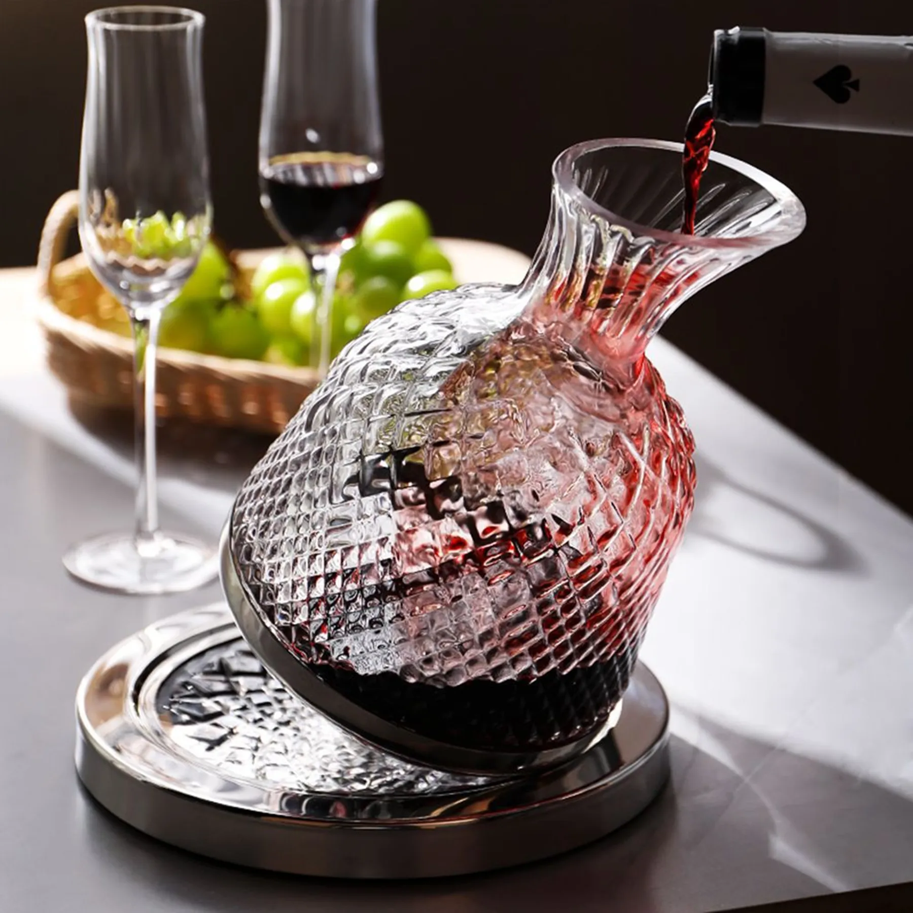 

Buy Crystal wine decanters Lead-free crystal glass, 360 degree wine decanter, 1.5 liter wine aeration Great gifts and wine acces
