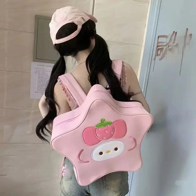 Cartoon Children Kawaii Cute Star Backpacks Women Pu Leather Y2k 