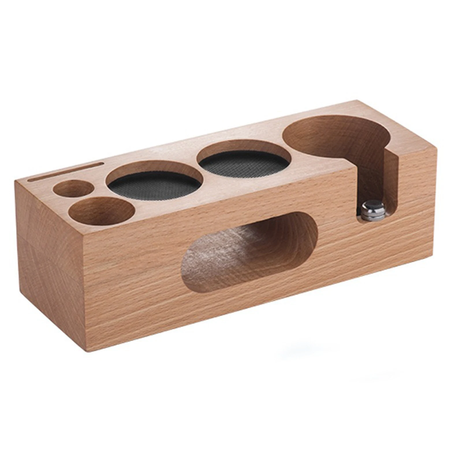 

Anti Skid Bottom Pad Multi Functional Slots Coffe Portafilter Coffee Tamper Holder Wood Base Anti Skid Pad Features