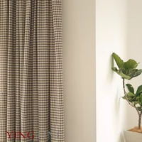 New Coffee Color Small Plaid American Modern Simple Custom-made Semi-blackout Window Curtains for Living Dining Room Bedroom 2