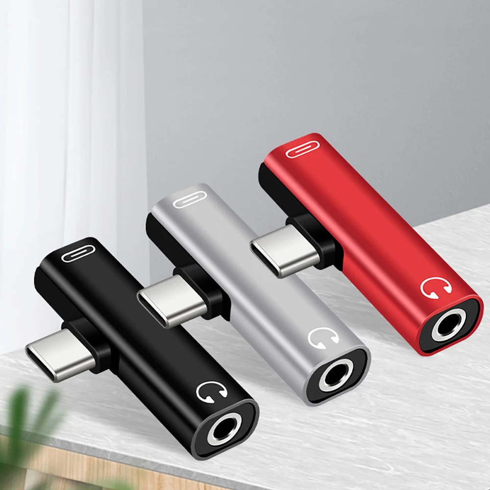 Mini 2 in 1 Type C to 3.5mm Jack Earphone Audio Adapter for Macbook Pro Xiaomi Oneplus Huawei Poco Headphone Charging Converter