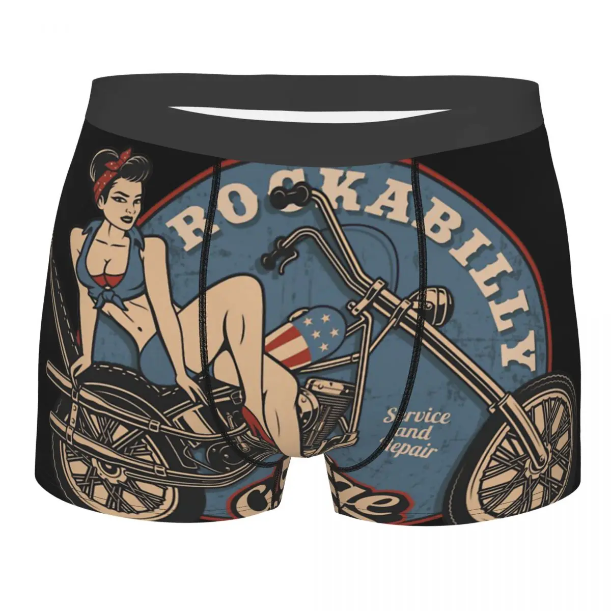 

Vintage Pin Up Girlon Bike Service Underpants Breathbale Panties Men's Underwear Sexy Shorts Boxer Briefs