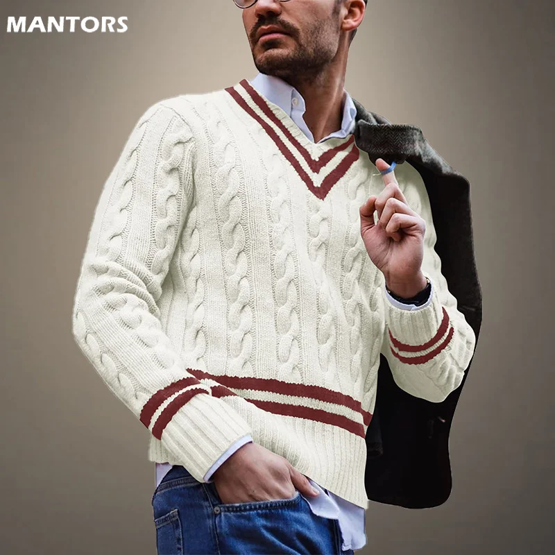 

2023 Autumn Winter Mens Sweater Jacquard Casual Warm Pullover Mens Knitted Business Vintage Sweaters Pullover For Men's Clothing
