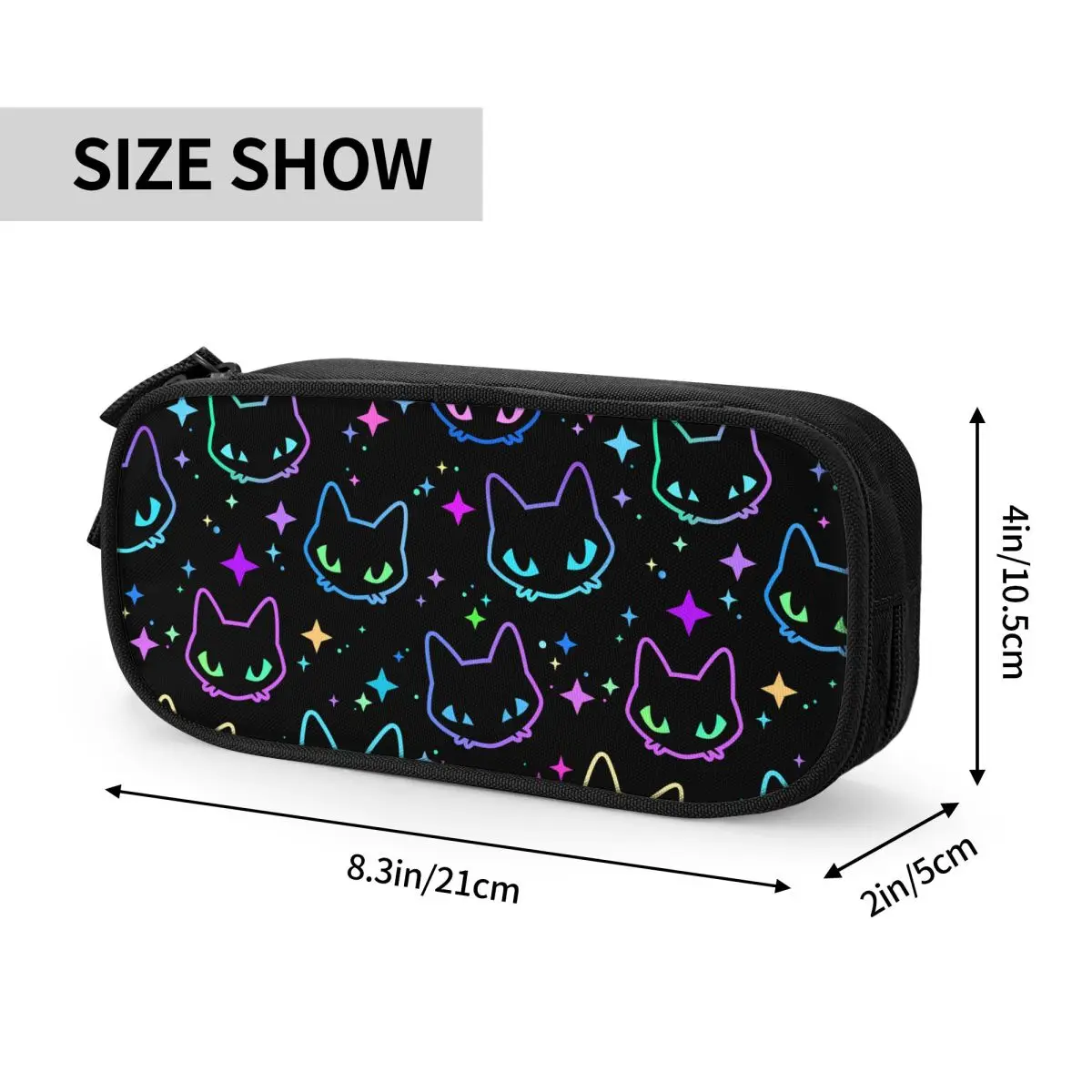 Colorful Neon Cat Pencil Case Creative Pen Holder Bag Student Big Capacity Students School Gifts Pencilcases