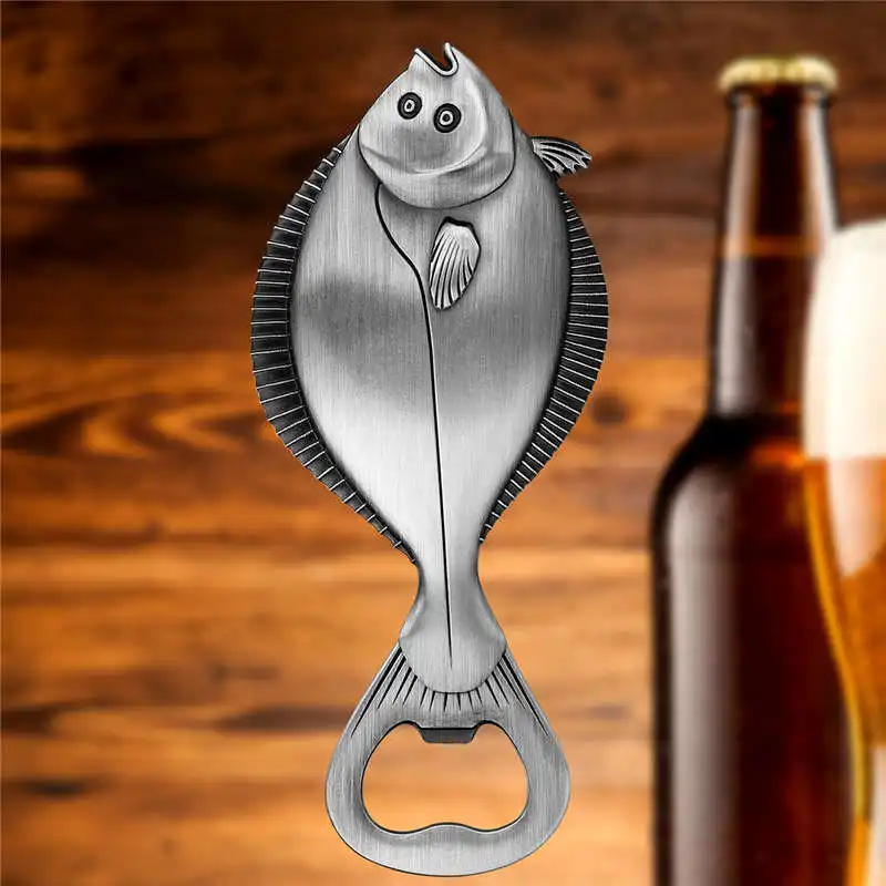 Kreativer Bieröffner aus Edelstahl mit Flunder-Design, unverzichtbarer Flaschenöffner für die Hausbar, perfekt für Hochzeit, Party, Club, Geschenkset – Detail 4
