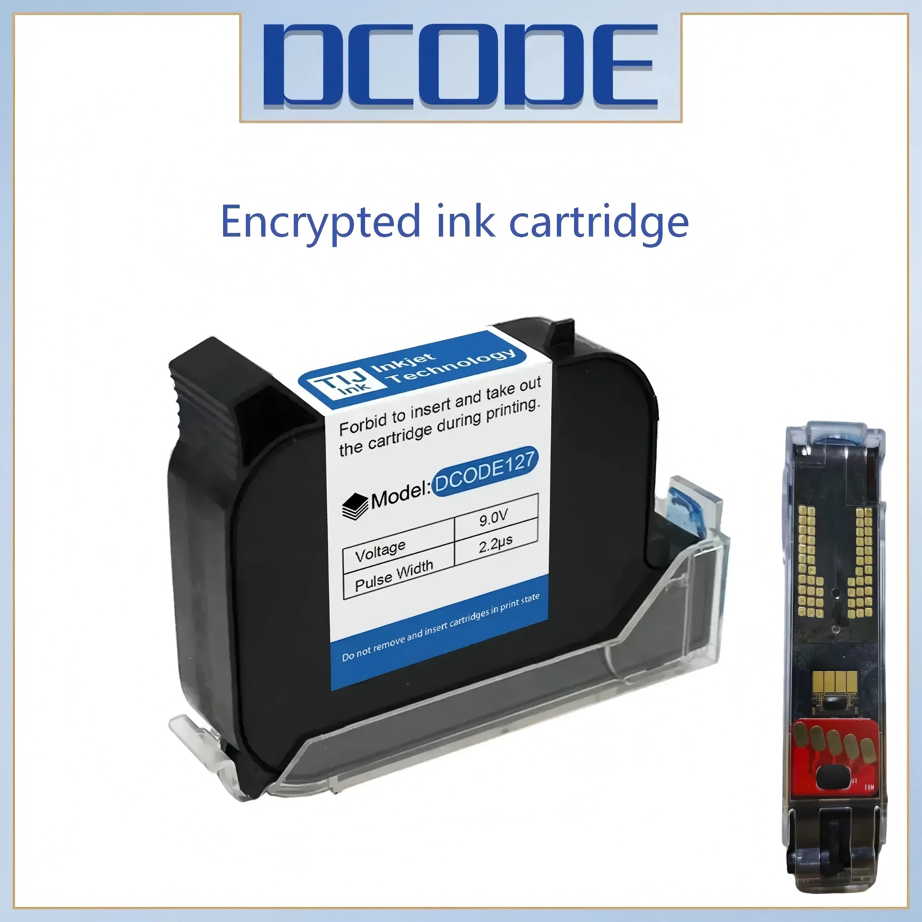 Encrypted Ink Cartridges 12.7mm Nozzle High Adhesion Original Ink Black Fast Dry Solvent Ink for Thermal Inkjet Printer