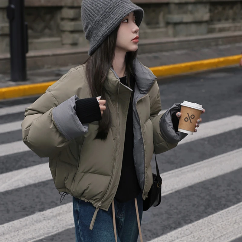 Patchwork Puffer Jacket Women Winter Down Jacket Warm Streetwear Korean Y2k Chic Parkas Thick Loose Vintage Jacket Coats New