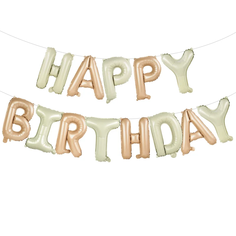 13pcs Cream Color Happy Birthday Letter Foil Balloons for Adult Kids Boy Girl Birthday Party Decoration Supplies Baby Shower