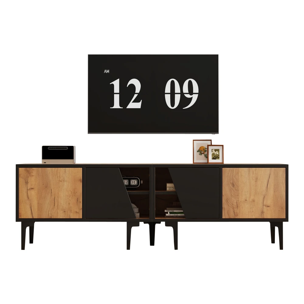 160 x 36,5 x 45 cm TV-Schrank mit 4 Fächern und 7 Stützbeinen, modernes minimalistisches Design, TV-Ständer, geeignet für 65-Zoll-Fernseher – Detail 13