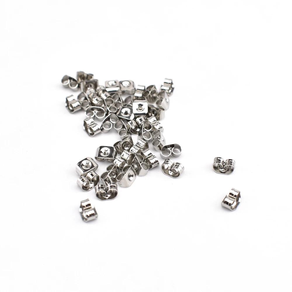 100Pcs/Lot 5 6 8mm Stainless Steel Earring Back Stopper Diy Accessories Earrings Stud Pin Caps Ear Plugging For Jewelry Making