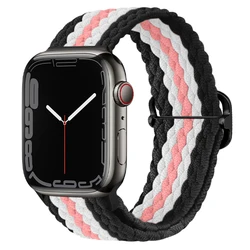 Braided Nylon Strap for Smartwatch - Versatile Size Options (Black white pink)