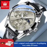 OLEVS 3609 montre pour hommes mode calendrier étanche lumineux mâle horloge à main chronographe Phase de lune Quartz homme d'affaires montres 1