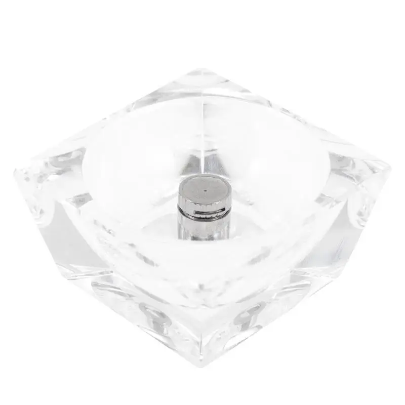 Base Lumineuse Carrée Pour Boule De Cristal - Présentoir Rotatif Avec LED - Plastique Noir - 6x6 Cm