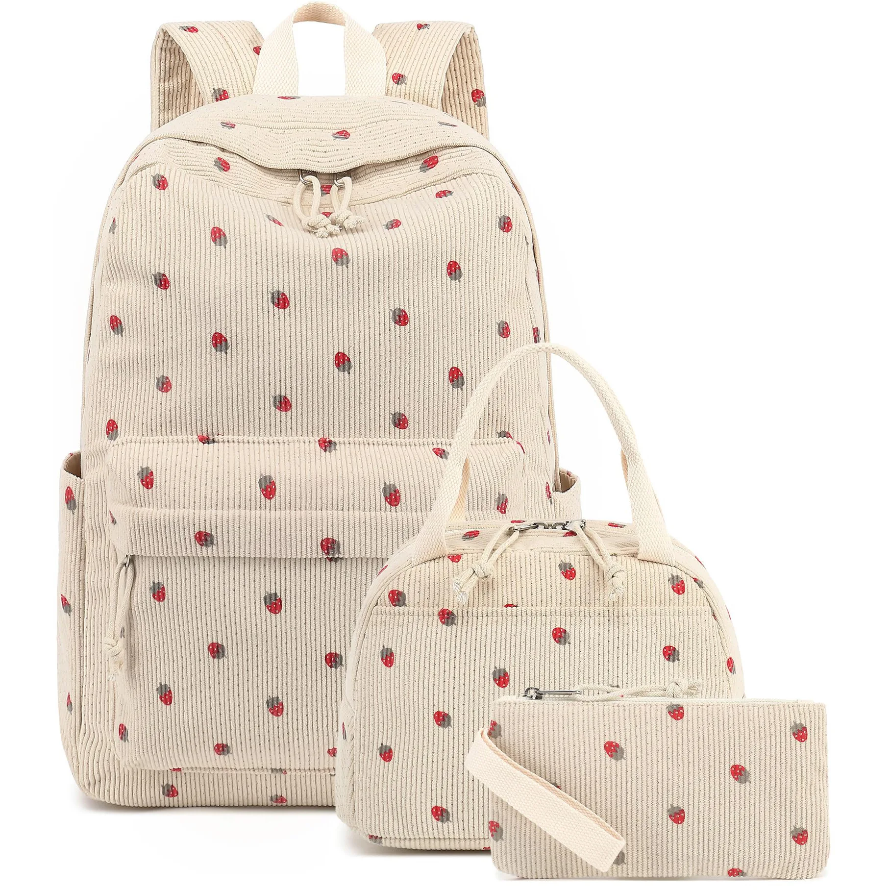 Corduroy 3Pecs/Set School Bags For Teenagers College style Backpack Female Girls Solid Color Women backpacks Student Schoolbags