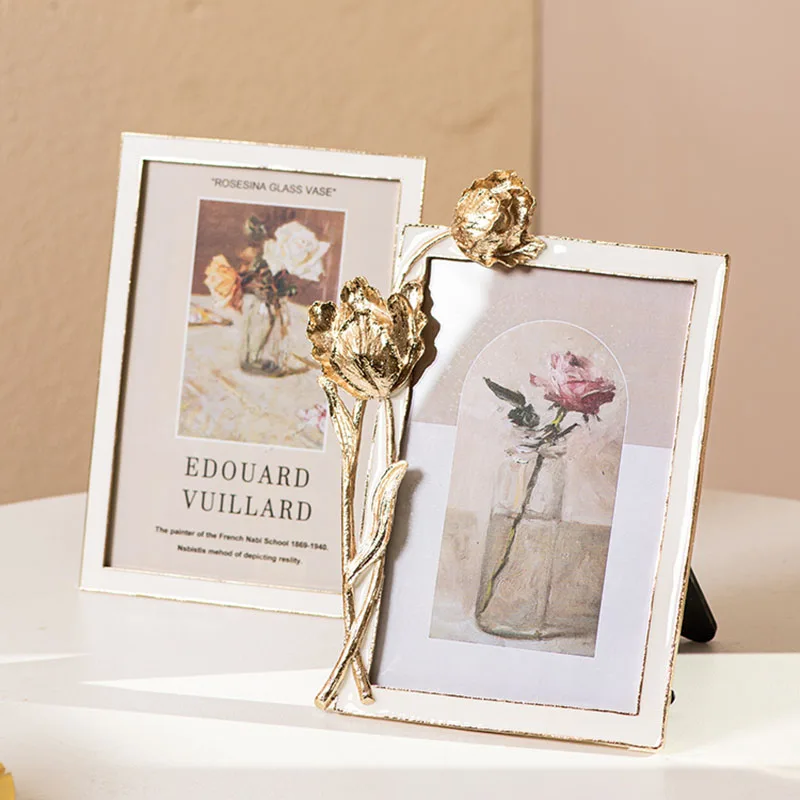 

Pressed Flower Baroque Photo Frame Nordic Vintage Ornate Metal Picture Frames Free Shipping Art Rama Do Obrazu Room Decorations