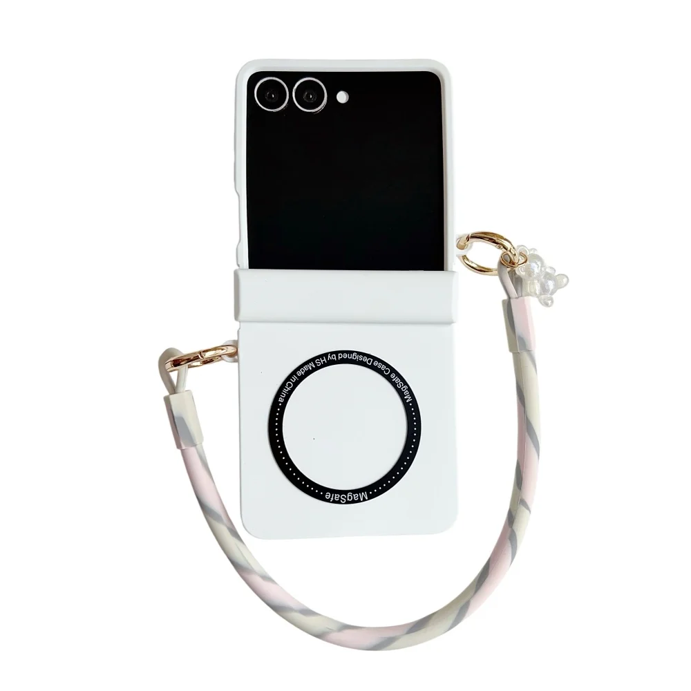 Gradient Candy Color Magnetic Phone Case with Hinge Protection and Wrist Strap