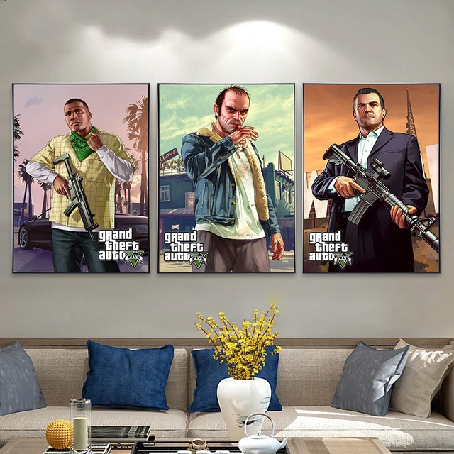 Grand Theft Auto San Andreas GTA Poster Poster Decorative Painting Canvas  Wall Posters and Art Picture Print Modern Family Bedroom Decor Posters