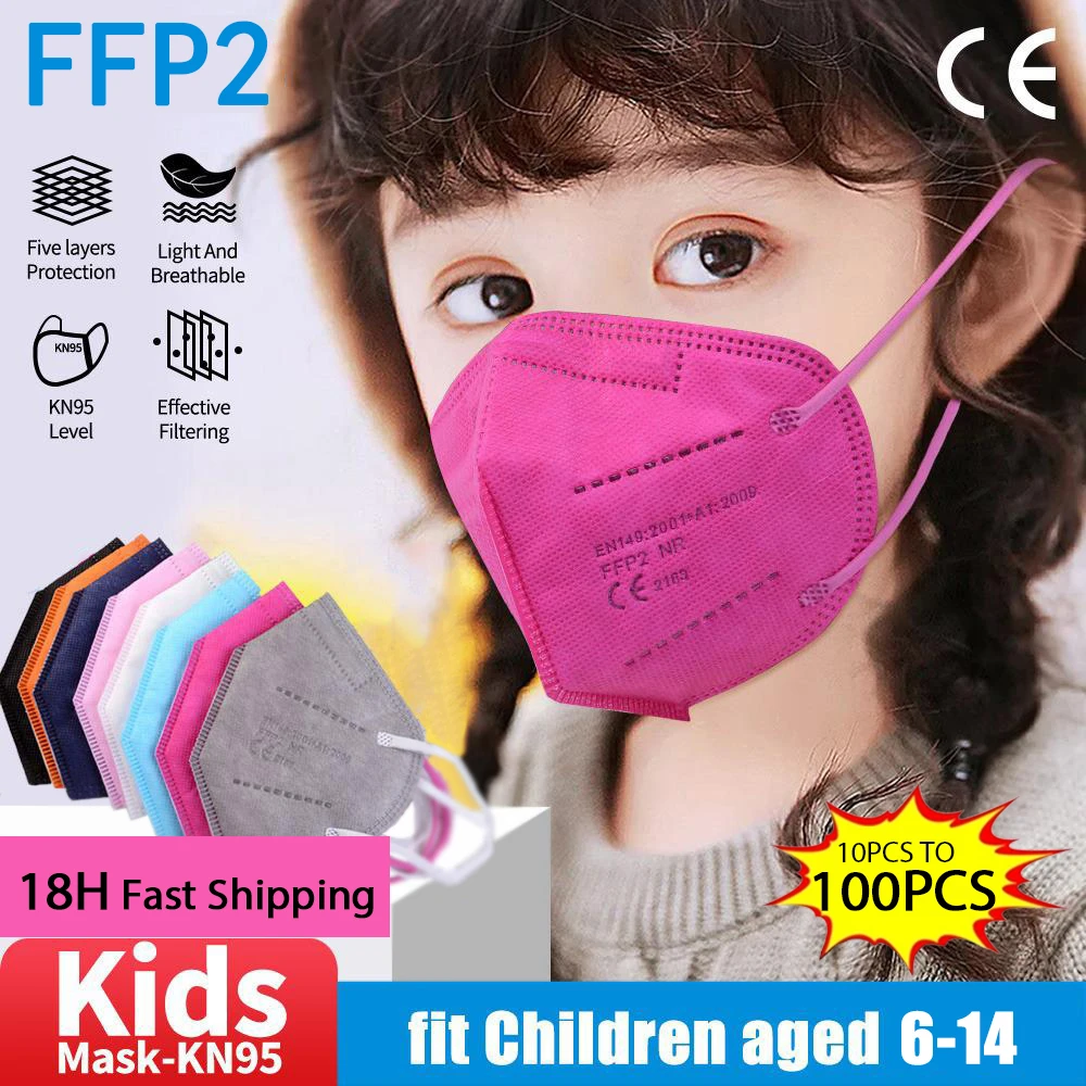 Ffp2 Mask Children Kn95 Mask Protective Dustproof Breathable Reusable Boys Girls Fit 614 Years