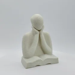 3D - Printed Abstract Figure Statue - Inspirational Desktop Ornament & Graduation Gift (White)
