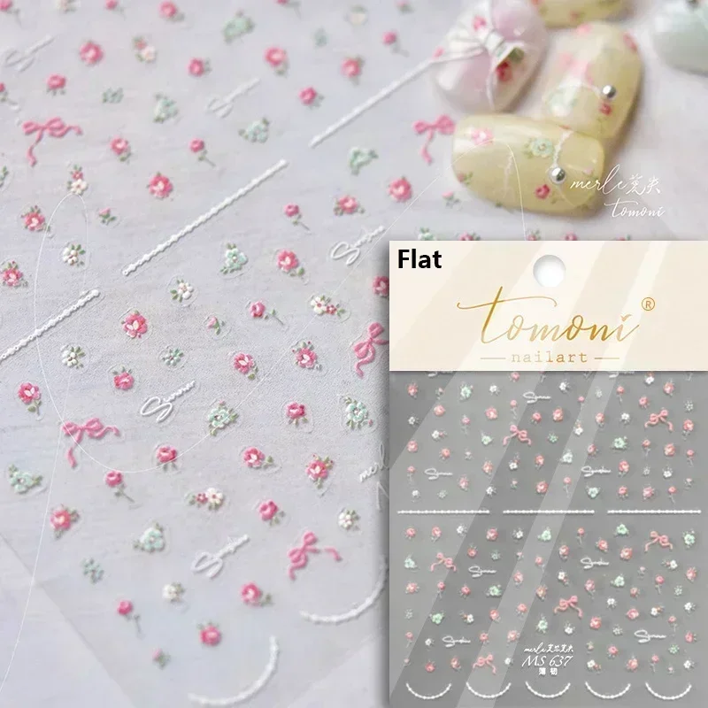 Gold Leaf White Flower Bouquet Floral Tulip 5D Nail Art Sticker Decals