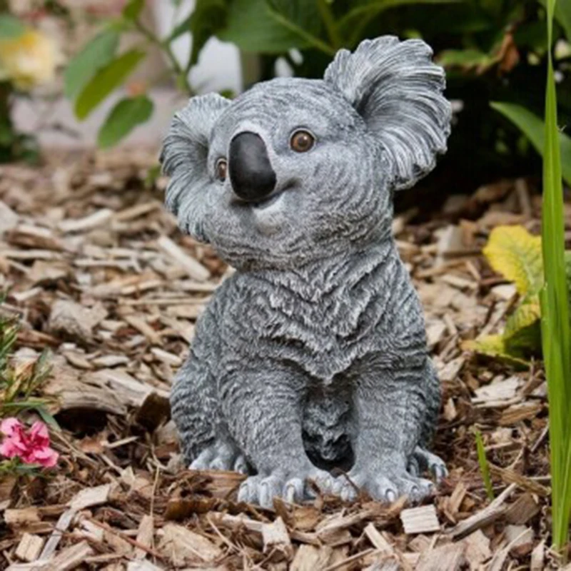 Garden Statue Resin Sitting Koala Figurine Sculpture Outdoor Lawn Ornaments 