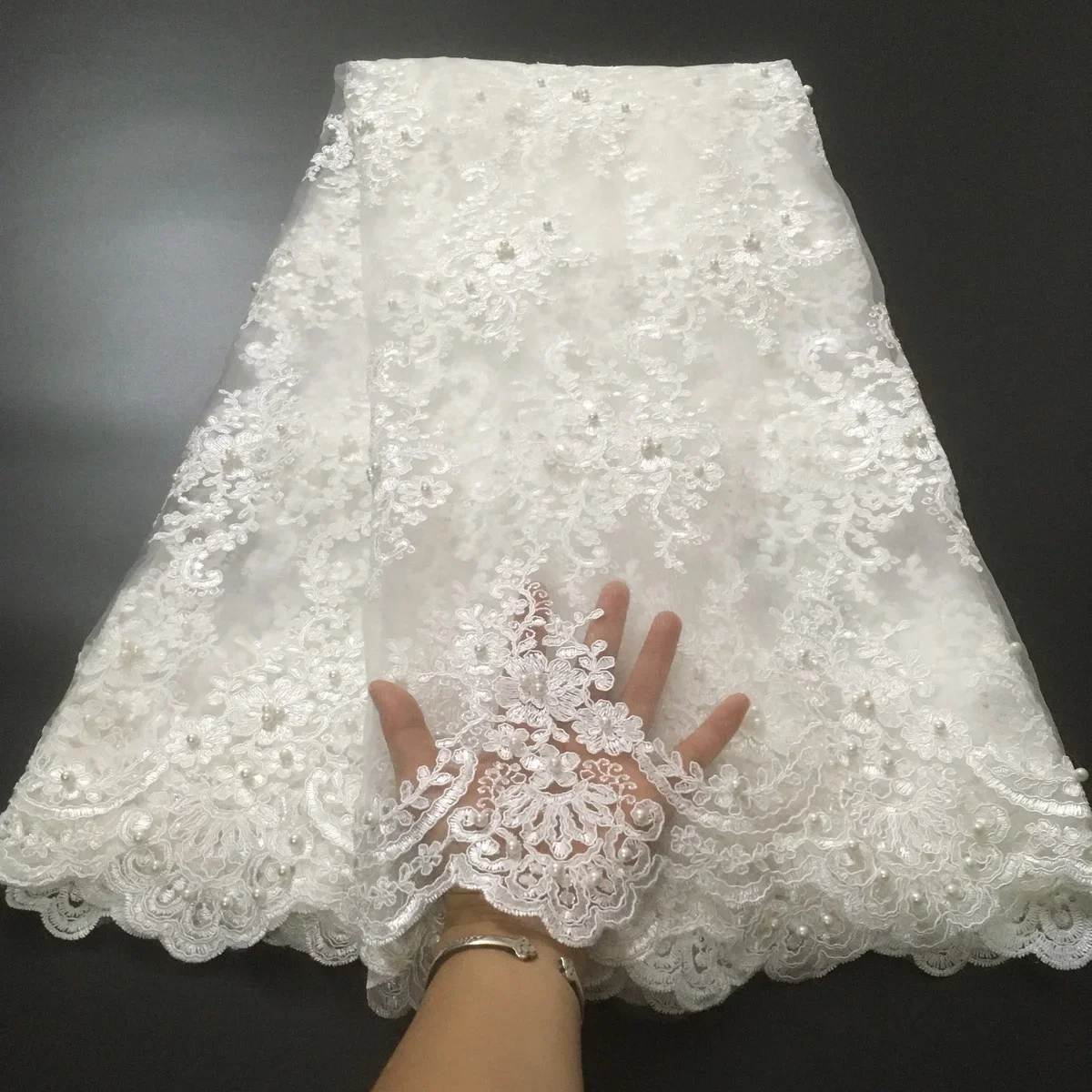 African Lace Fabric Embroidered Nigerian Lace Fabric Cord lace French Tulle Wedding lace fabric