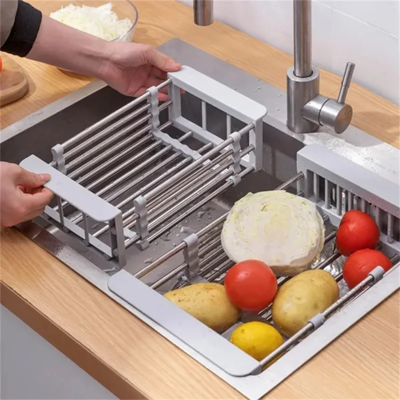 Adjustable Dish Drying Rack Stainless Steel Dish Drainer Fruit Vegetable  Drainer Kitchen Sink Drain Holder Storage Rack - AliExpress