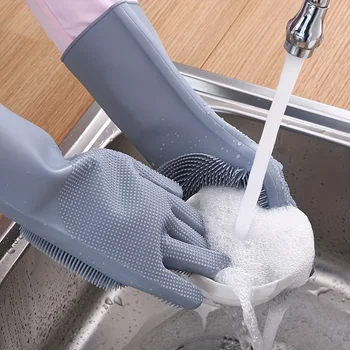1 Pair Silicone Dishwashing Gloves Multifunctional Household Gloves Cleaning Kitchen Cleaning Heat Insulation Magic Gloves 1