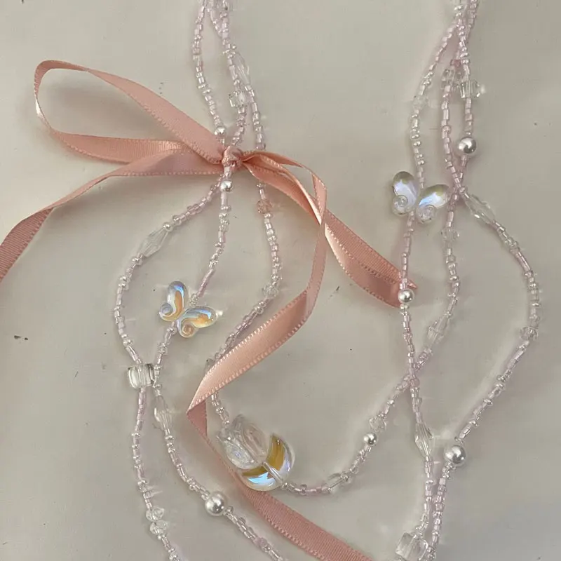 Boho Style Crystal Beaded Bow Women's Necklace Fashion Luxury Daily Casual Club Party Necklace For Women Jewelry Accessories