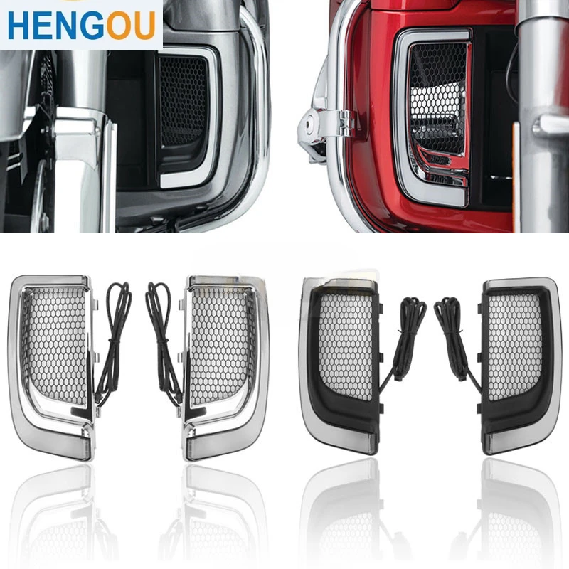 

Motorcycle LED Running Light Turn Signal Fairing Lower Grills For Touring Street Electra Glide CVO Limited 2014-2022