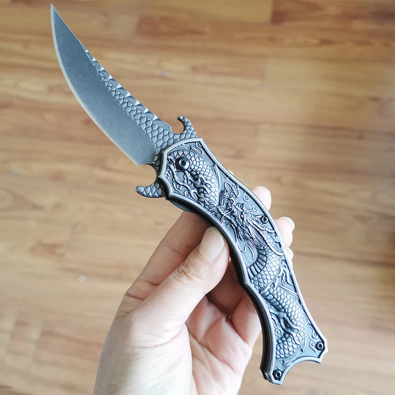 Dragon Carving Handle, Acampamento ao ar livre, EDC Rescue Tool, Frete Grátis