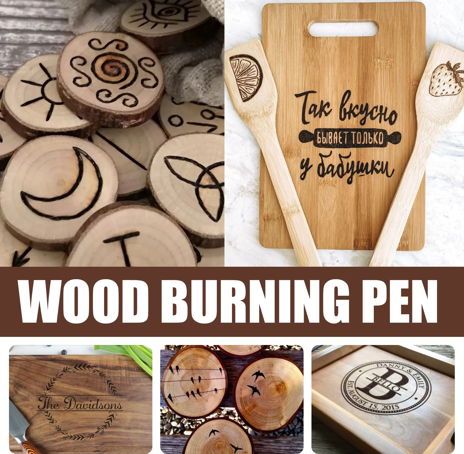 3/6/9Pcs Burning Pen Scorch Pen Marker Wooden Branding Coaster Cutting Board Hand DIY Design Burning Pyrograph Art Supplies