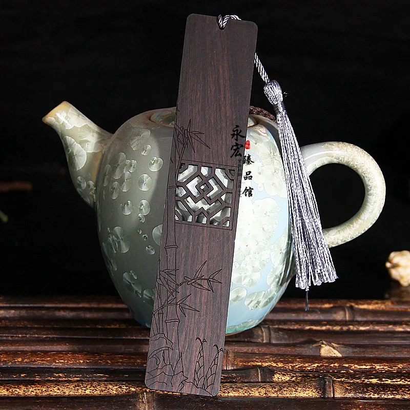 Retro Wooden Bookmarks Carving Plum Blossom Orchid Bamboo Chrysanthemum Chinese Style Book Mark School Kid Reading Tool Supplies