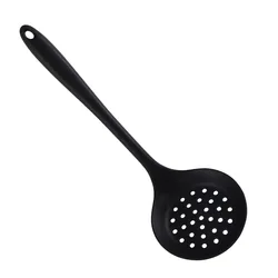 Silicone Heat-Resistant Non-Stick Skimmer & Strainer Spoon (Black)