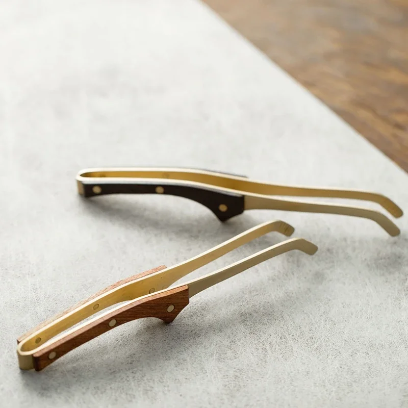 New Pure Copper Blackwood Tea Pincers Rosewood Solid Wood Copper Tea Ceremony Utensils Tweezers Wooden Tongs Tweezer Holder