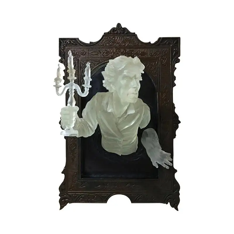

Halloween Decoration Ornaments Ghost In The Mirror Wall Mirror Frame Pendant Luminous Scary Mirror Ghost Realistic Sculpture