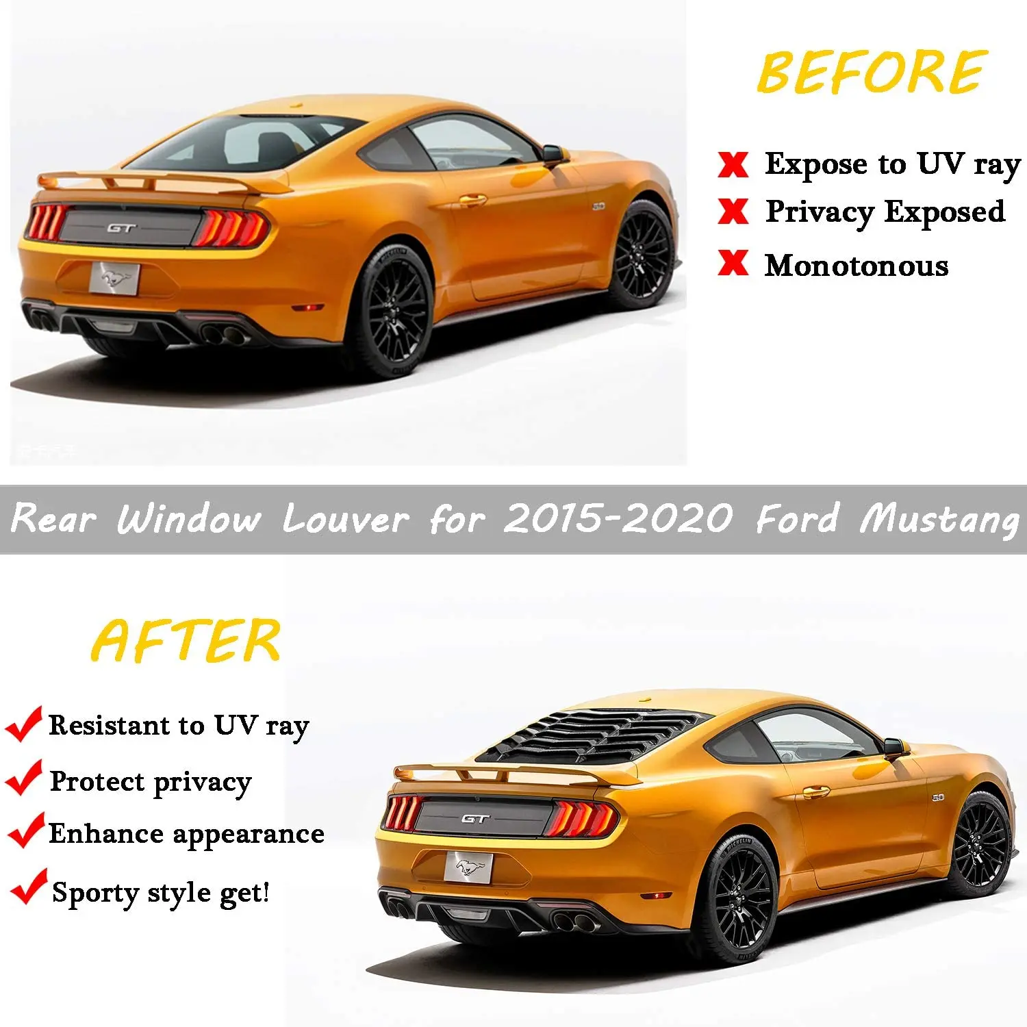 Tml Heckscheiben jalousie für Ford Mustang 2015-2020 glänzend