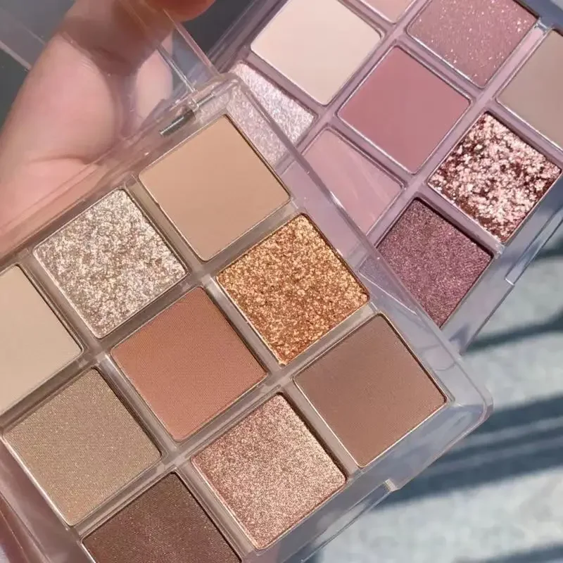 Eye Shadow 9 Color Glitter Pink Pearly Korean Charming Shiny Pigments Palette