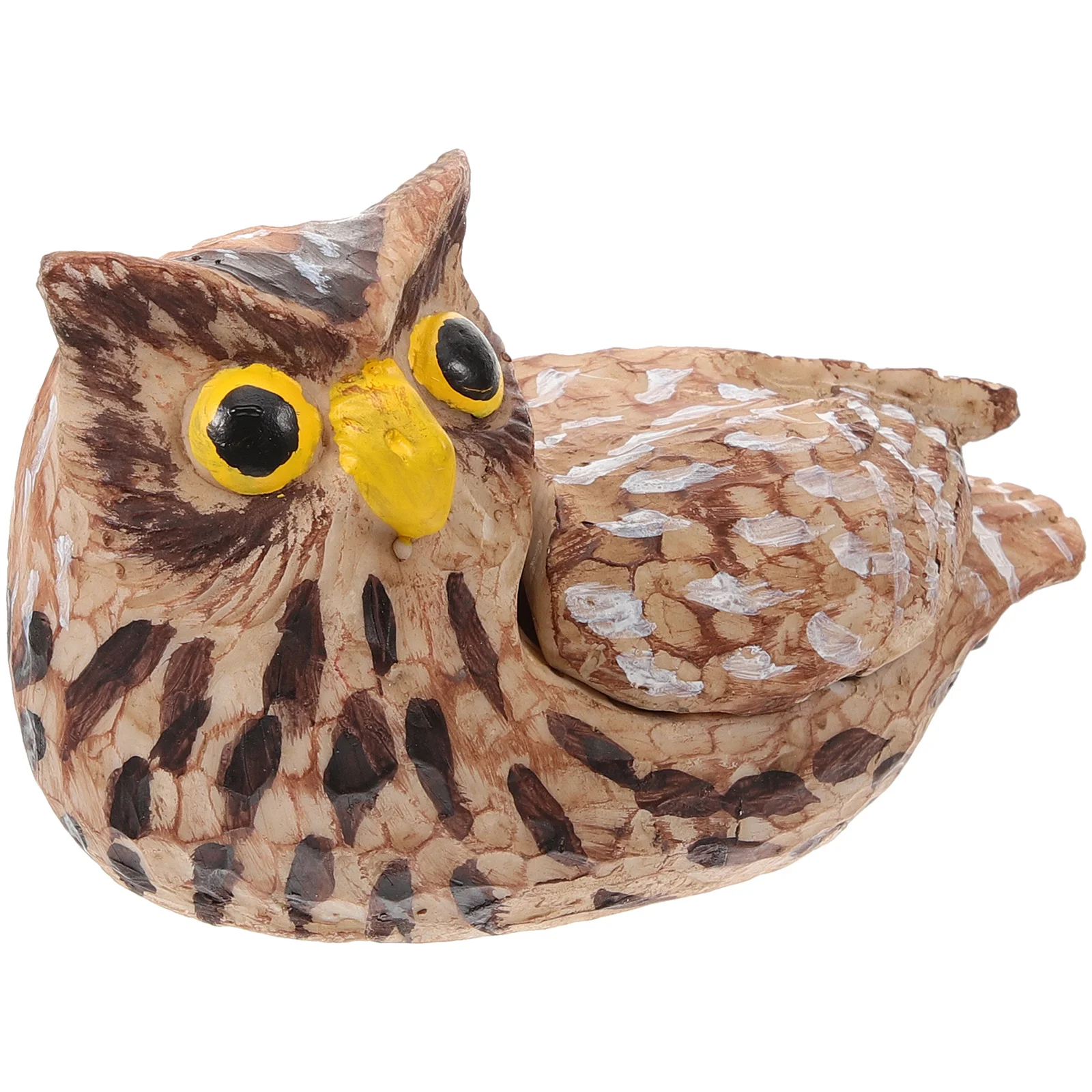 

Storage Box Key Keychain Owl Statue Figurine Natural Resin Holder for outside